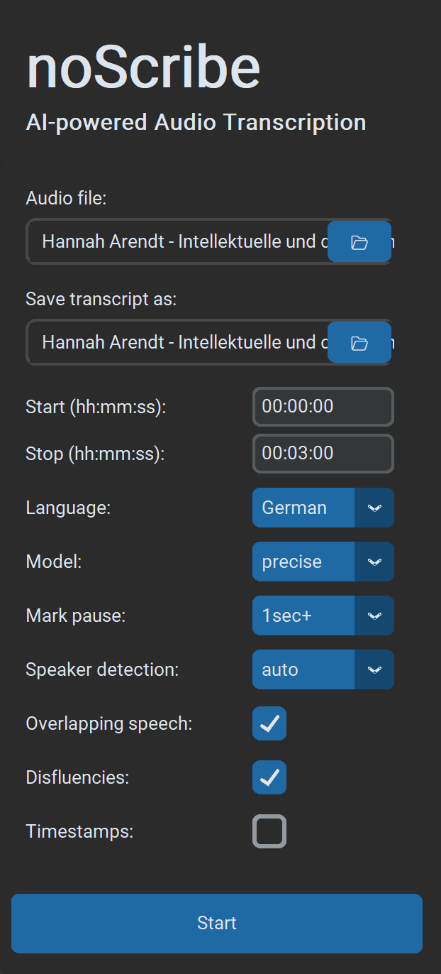 noScribe Einstellungen