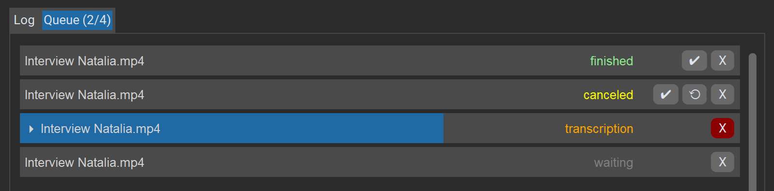 Ansicht Warteschlange